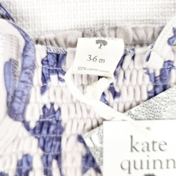 Kate Quinn Purple Dinosaur Organic Smocked Tie Bubble 3-6 Months Summer Romper - Picture 7 of 9